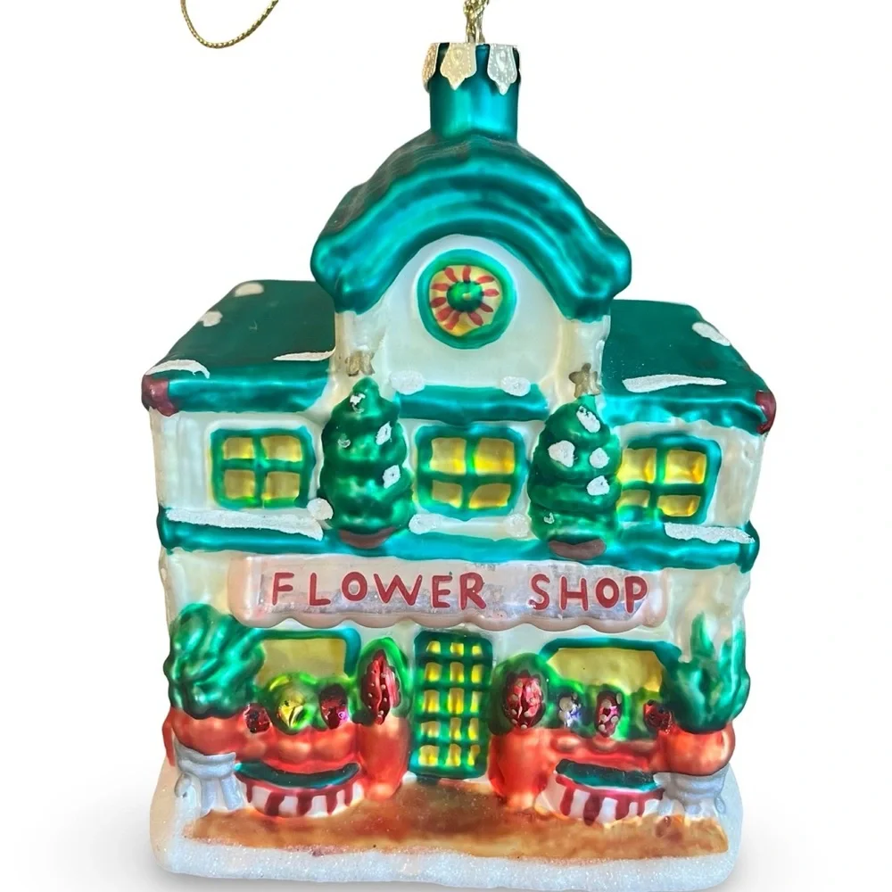 Northlight Glittered Flower Shop Glass Ornament